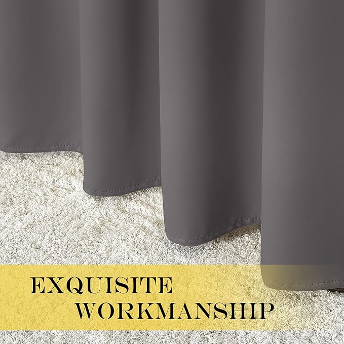 NICETOWN Blackout 118 inch Long Curtain for Living Room, Grommet Room Divider Sound Reducing Window Treatment for Sliding Glass Door/Bedroom, Gray, W66 x L118, 1 Panel
