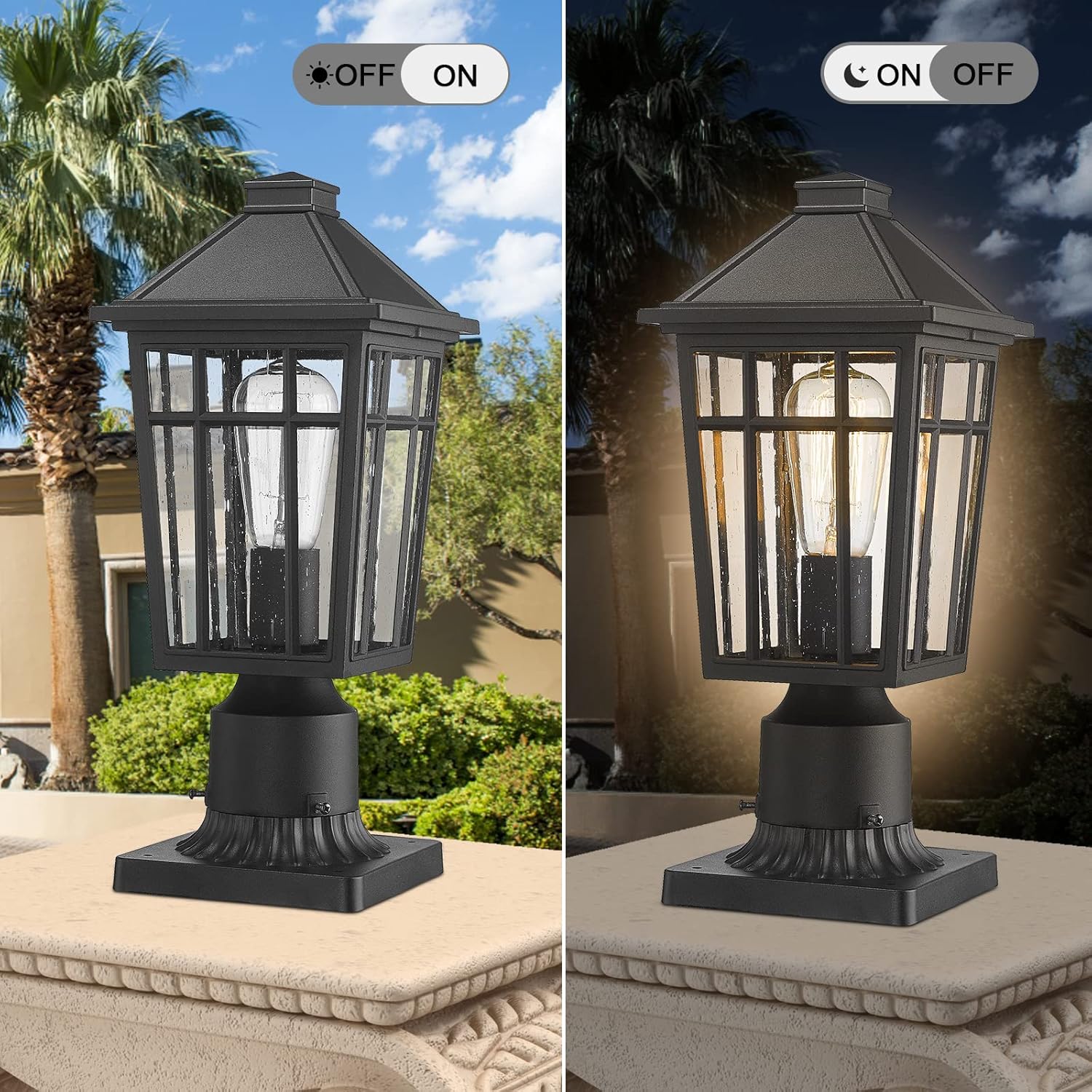 Darkaway Outdoor Post Lights Lamp Post Light Fixture, Waterproof Aluminum Housing with Glass, Fence Post Deck Lighting for Garden, Patio, Pathway (1 Pack, Black)