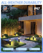 6 Pack LED Low Voltage Landscape Lights, 200LM 12V IP67 Waterproof Holiday Pathway Lighting for Patio, Sidewalk, Driveway, Cast-Aluminum, 2700K Warm White