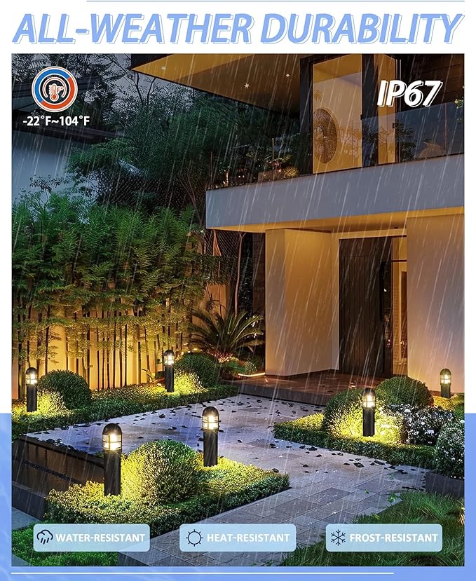 6 Pack LED Low Voltage Landscape Lights, 200LM 12V IP67 Waterproof Holiday Pathway Lighting for Patio, Sidewalk, Driveway, Cast-Aluminum, 2700K Warm White