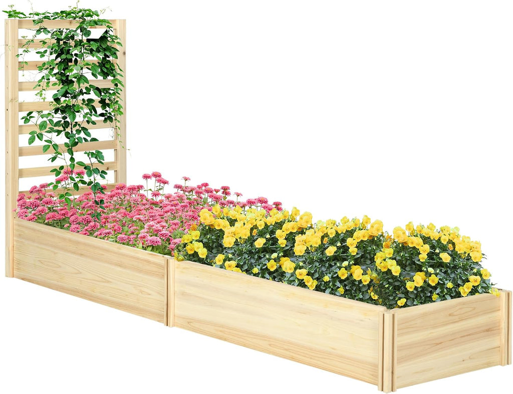 outsunny raised garden bed trellis, 2 compartments, 43, main product view