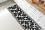 Custom Length Cut to Size Fleur de Lis Inspired Carpet Runner Rug for Hallways, Non Slip Rubber Backed, 31 inch Wide X Customized Length, Royal Grey, 31 inch X 10 feet