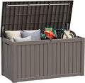 Outdoor Storage Box, Resin Deck Boxes Indoor and outdoor, Waterproof Storage Box Lockable Lid (Grey, 180 Gallon)