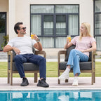 Outdoor Furniture Set, 2Pcs Patio Armchairs, Metal Modern Outside Furniture with 6'' Thick Cushions, Outdoor Conversation Set Balcony Chairs for Backyard, Porch,Deck, Grey