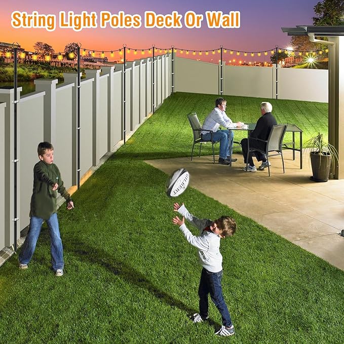 AILBTON 10 Pack 10Ft String Light Poles,Light Poles for Outside String Lights,Outdoor Light Poles with Fork,Metal Pole Stand for Patio,Backyard,Deck