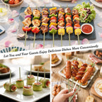 200 Pcs 12inch Natural Green Flat Wide bamboo kabob skewers for grilling Fruit Sticks Kebabs appetizers Barbecue Kababs Party mini wooden bbq skewers