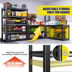 Set of 4 All Metal Garage Shelving-2050 lbs 5 Tier Storage Shelves,Adjustable Heavy Duty Metal Shelving Unit and Storage Large Rack,Utility Steel Shelf for Warehouse Industrial Pantry 71"x46"x20"