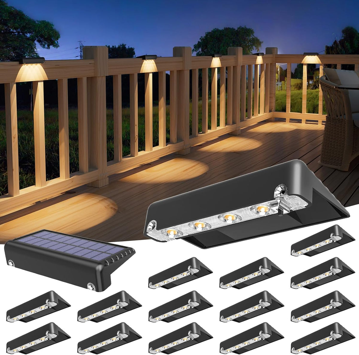 volisun solar deck lights 16 pack, bright warm, main product view