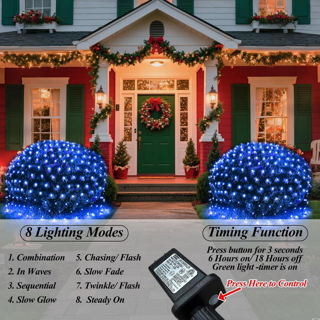 360led net lights, 21ft x 5ft connectable christmas shown in use