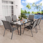 Betterhood Patio Chairs Set of 6, Stackable Outdoor Dining Chairs Set with Breathable Seat Fabric, All-Weather Powder-Coated Metal Frame for Deck, Pool Side and Backyard, 350LBS Capacity
