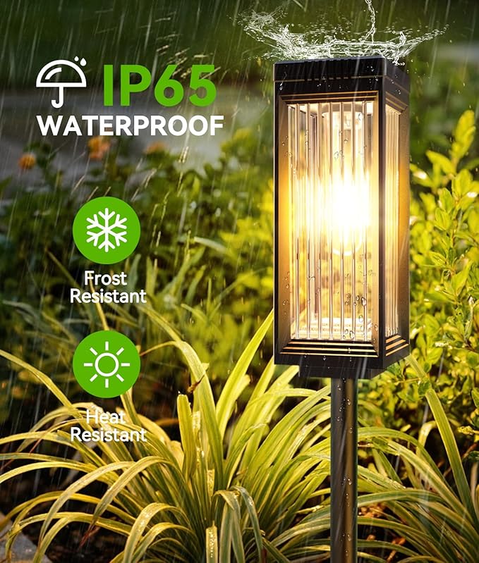 2 Pack Solar Pathway Lights Outdoor, Upgraded Solar Lights Outdoor Waterproof, Bright Up to 15 Hrs Auto On/Off Garden Light for Yard Patio Lawn Path Walkway Driveway Outside Decor