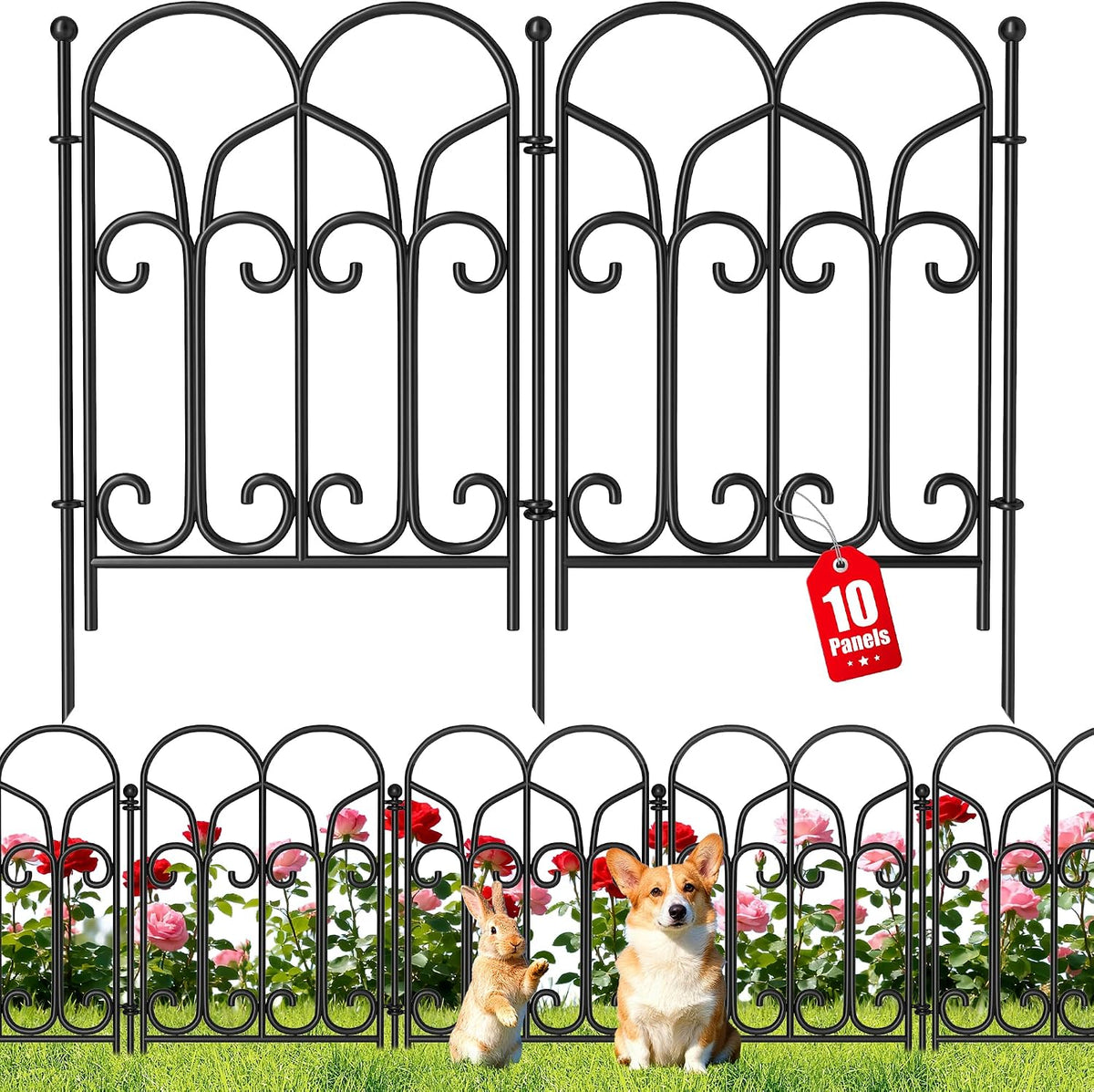 amagabeli 10 panels 17in(h)×10ft(l) decorative garden fences and, main product view