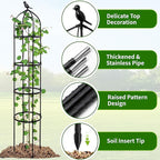 4-Pack 6FT Garden Obelisk Trellis for Climbing Plants,Adjustable 4-Tier Metal Plant Support,Rustproof Outdoor Plant Tower with 3 Decorative Tops for Roses,Tomatoes,Clematis & Vines,Black