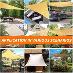 20' x 20' Sand Rectangle Sun Shade Sail Outdoor Canopy Awning UPF50+, 95% UV Blockage, Sunshade with High-Strength Steel Cable Edges for Outdoor Patio Garden Backyard