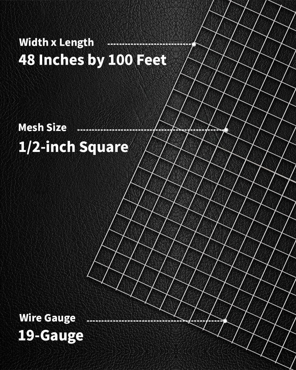 Hardware Cloth 1/2'' Chicken Wire Fencing 48'' x 100' 19-Gauge | Hot-dip Galvanized After Welding Chicken Wire Mesh Roll Works as Chicken Coop Wire for Secure Poultry Enclosures