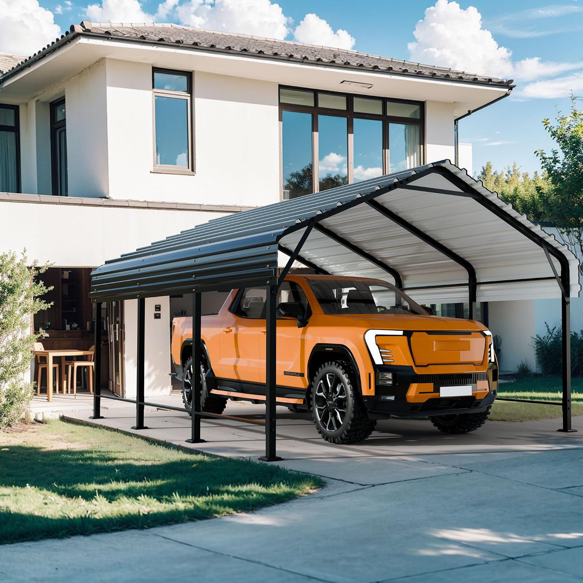 shintenchi 12x15 ft metal carport, oversized carport garage, main product view