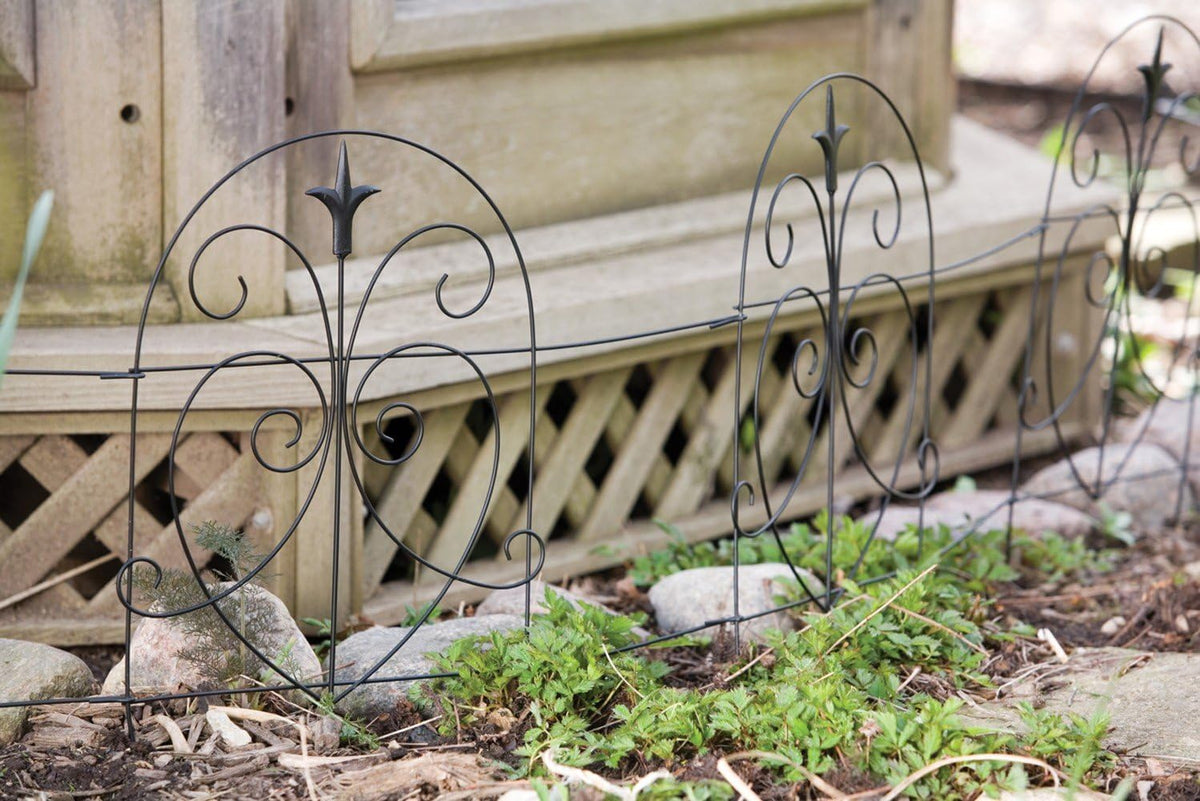 panacea 89379 romantic folding border fence, black, main product view