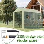 9.75 ft walk-in greenhouse, 18 shelves, waterproof cover shown in use