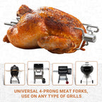 onlyfire 6008 Stainless Steel Rotisserie Meat Forks for Grills, 1 Pair | Only Fits 5/16" Square Spit Rods