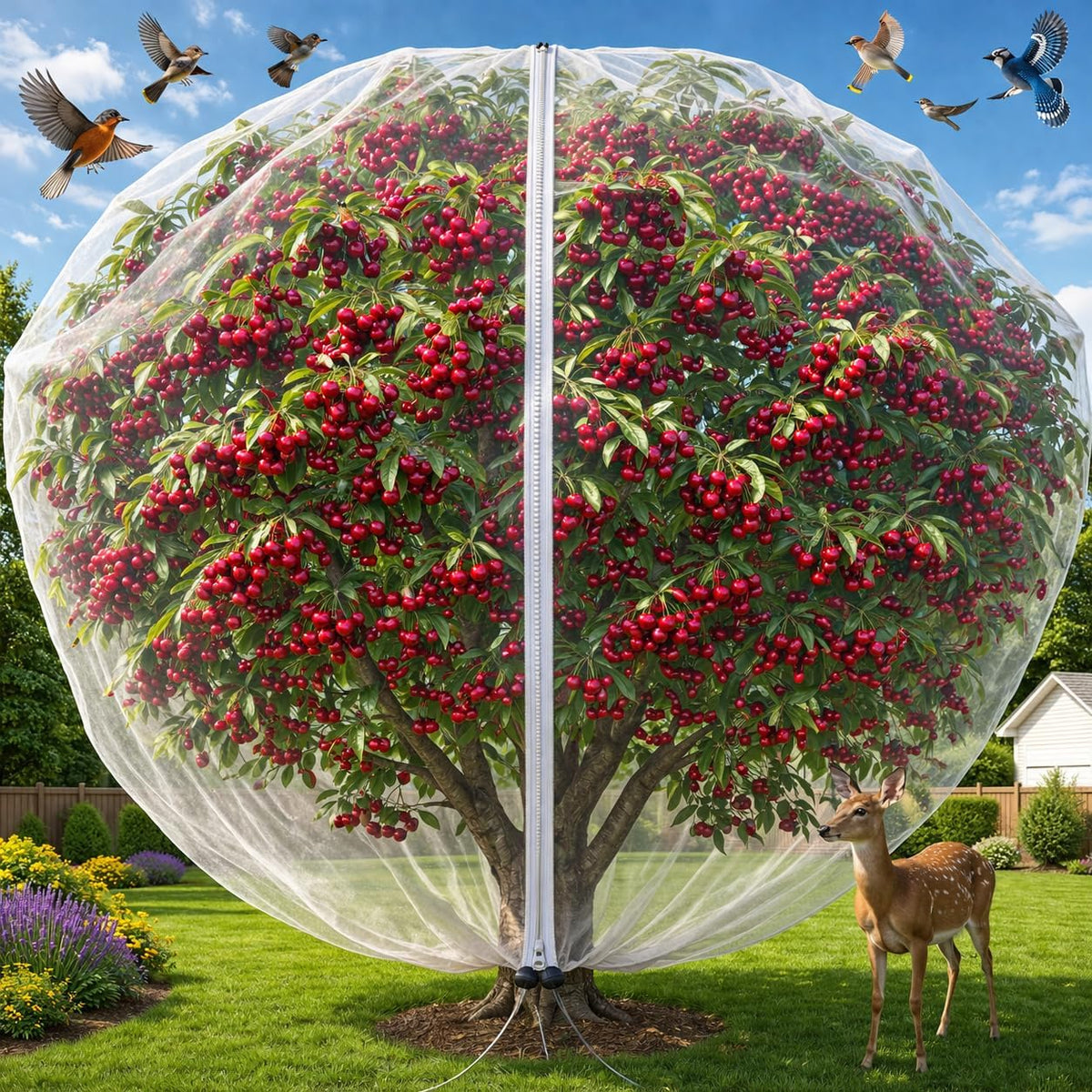 13x13ft large fruit tree netting with zipper and, main product view