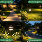 Pagoda Low Voltage Landscape Pathway Lights, 12V Outdoor LED Path Lights Wired, Aluminum Walkway Lighting with 4W 2700K Replaceable G4 Bulb, Bronze Classic 3-Tier Lantern, 6 Pack