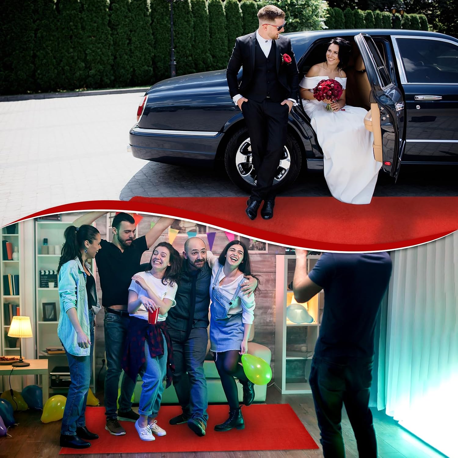 PBHEPJ 3ft x 10ft Extra Thick Red Carpet Runner for Party & Hollywood, Festival Celebration, Wedding, Graduation Ceremony, Award Ceremony, VIP Reception, Heavy-Duty, Non-Slip TPR Rubber