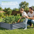 ZORMY 2Pack 6×3×1ft Galvanized Raised Garden Bed Kit, Metal Planter Boxes Outdoor, Large Raised Beds for Vegetables, Fruits, and Flowers - Grey
