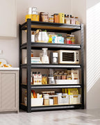 Set of 2 Garage Shelving Heavy Duty Storage Shelves, Metal Adjustable Shelving Unit, Utility Garage Organizer Shelf for Basement, Pantry, Kitchen, Warehouse, 15.7" Dx35.4 Wx71.2 H, Black