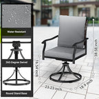LEVELEVE 5 Piece Outdoor Patio Dining Set with 4 Swivel Dining Chairs & 1 Large Round Dining Table,Bistro Furniture Set for Lawn, Garden, Deck, Backyard and Porch