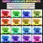 Halloween Christmas Spotlights Outdoor: RGBW Spot lights Plug in 120V Remote Control 16 Color Changing Waterproof LED Landscape Spotlights for Yard Garden Lawn Holiday Décor, 6 Pack (RGB + Warm Light)