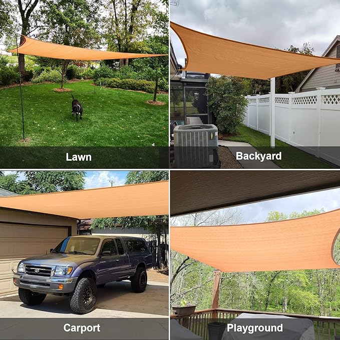SUNLAX Sun Shade Sail 11' x 17' Peach Fuzz Rectangle Canopy Sail Shade Cover UV Block Permeable Sunshade Outdoor for Patio Backyard Deck Pergola (We Make Custom Size)