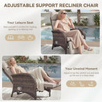 Zero Gravity Wicker Patio Recliner Chairs Set of 2 - Wicker Outdoor Lounge Chair with Adjustable Backrest & Footrest, All Weather Outdoor Reclining Chairs with Thick Cushion for Pool Deck Beige