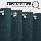 Easy-Going Linen Look Outdoor Curtains Waterproof Windproof Porch Curtains, Soft Thicken Outdoor Privacy Curtains for Patio, Gazebo, Grommet Top and Tab Bottom Drape, 1 Panel, 110x96 inch, Teal