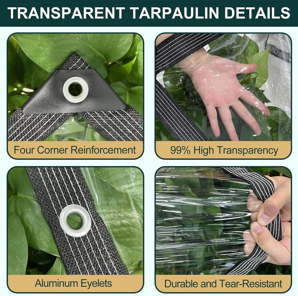 clear tarp with grommets 8x12 ft heavy duty, close-up detail