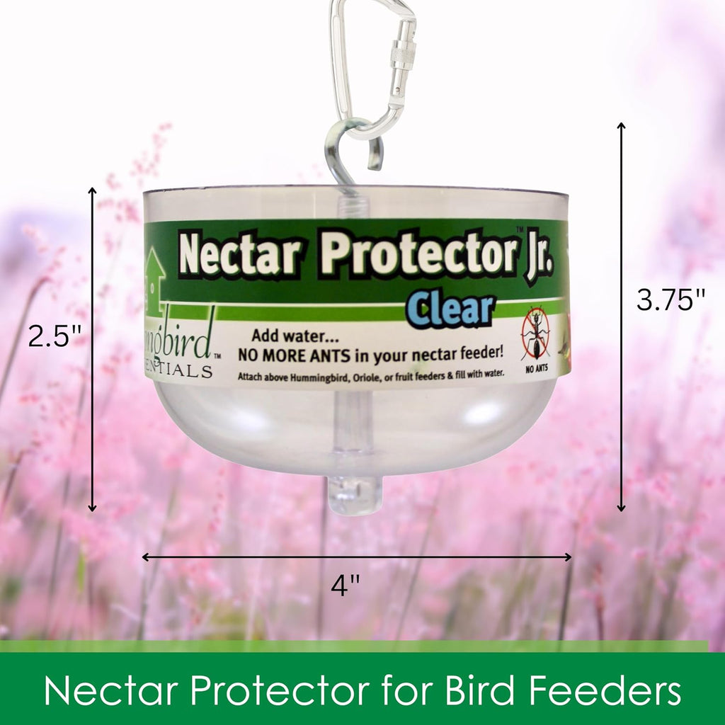 Nectar Protector Junior Bird Feeder Protection - Clear | See-Through Bowl Shows Water Level at a Glance - Compact Ant Moat Hangs Between Hook and Feeder to Protect Nectar