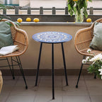 Party Zealot 1 Pack Metal Mosaic Round Side Table 13.4" Small End Table for Patio Round Accent Garden Corner Stand for Small Spaces Weather-Resistant for Balcony Plant Stand Indoor Outdoor