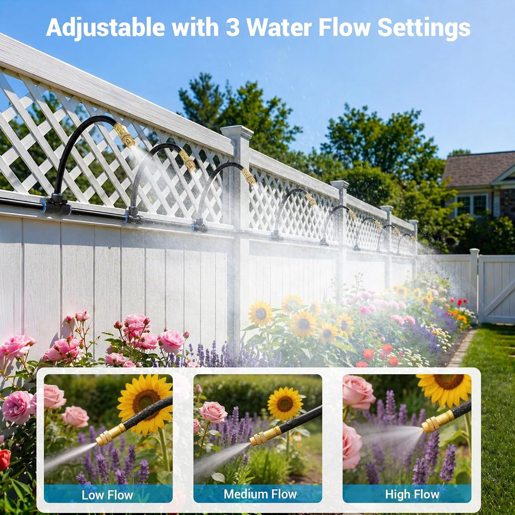 Thiswing 200FT 360° Adjustable Irrigation System for Garden | 1/4" Tubing, Automatic Watering Misting System with 36 Nozzles, Sprinkler for Garden, Yard, Lawn and Outdoor Plants