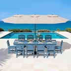 SERWALL Outdoor Dining Chairs Set of 4, All-Weather HDPE Patio Chair with 19.7" Widened Seat, for Backyard, Garden, Blue