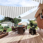 Patio Paradise 8' x 8' x 8' Sun Shade Sail Triangle Canopy Shade Cloth Fabric Sunlight Block Patio Pergola Cover HDPE Deck Awning for Outdoor Backyard Roof Shading, Gray White Strip