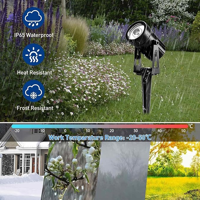 T-SUNUS Solar Spot Lights Outdoor White Christmas 4 Pack IP65 Waterproof Landscape Spotlights 6000K Separate Panel with 9.8ft Cable Auto On/Off for Flag Pond Trees Driveway Garden Pathway Halloween