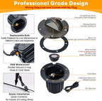 Landscape In Ground Well Lights - Brass LED Low Voltage Electric Ip65 Lights, 12V Wired Fixture, Antique Bronze for Driveway Tree Patio with 5000K Daylight White MR16 Bulb