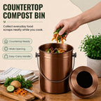 epica kitchen compost bin for kitchen countertops, 1.3 shown in use