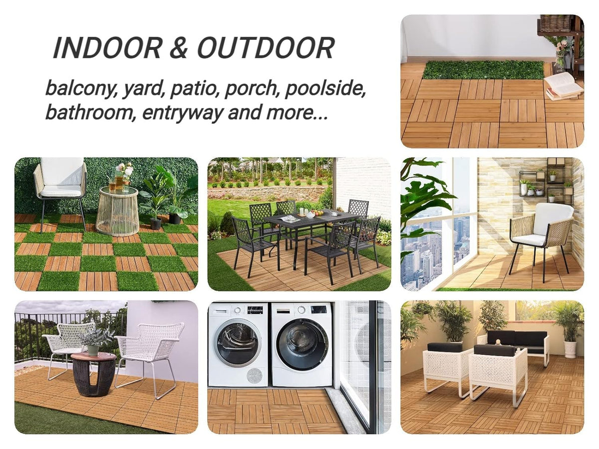 yaheetech 27pcs interlocking deck tiles outdoor patio floor shown in use