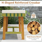 Tangkula 3 Piece Patio Dining Set for 4 People, 63” Outdoor Acacia Wood Rectangular Table with 1.97” Umbrealla Hole & 2 Cushioned Bench, for Deck Yard and Poolside