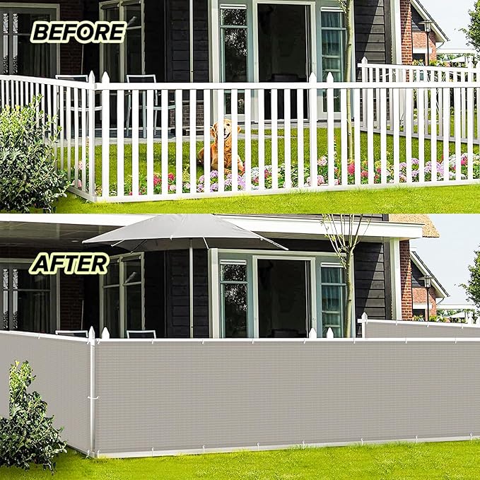 LOVE STORY Balcony Privacy Screen, 3'x10' Deck Shield Screen Fence Cover,UV Protection and Weather-Resistant, 3 FT Height for Deck, Patio, Backyard, Outdoor Pool, Porch, Railing, Beige-Grey