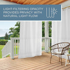 TOWN & COUNTRY BASICS Cabana Solid Heavyweight Indoor Outdoor Curtains, Light Filtering Opacity with Grommet Top, Water Repellent, 2-Pack Set, 54"x84", Winter White