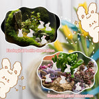 Exasinine 50 Pcs Mini Rabbit Figurines, White Easter Bunny Decor | 50 Mini Resin Rabbits, Easter Egg Fillers, Fairy Garden Ornaments, Dollhouse Cake Decor, Miniature Animal Figures