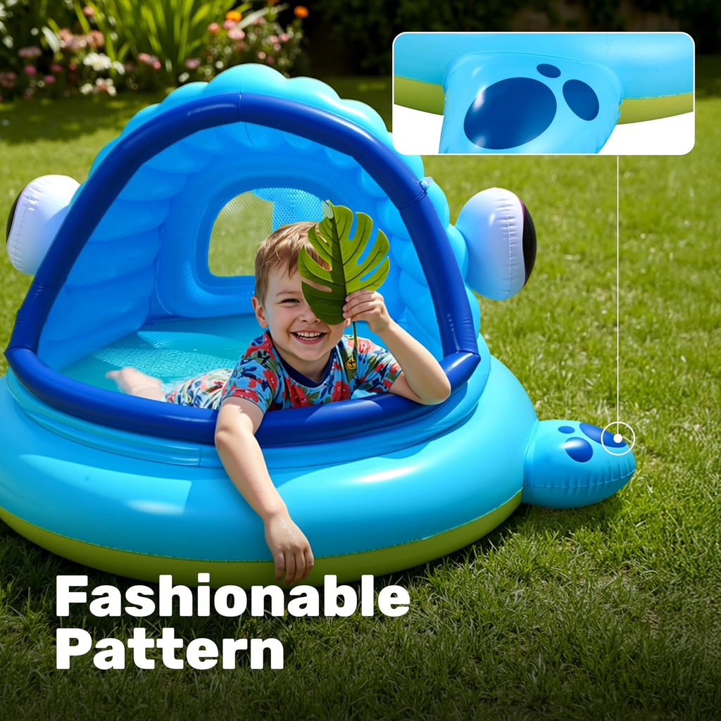 JOYIN Inflatable Shade Kiddie Pool,Whale Baby Pool Tent, Infant Swimming Pool for Kids （54" x 56" x 28"）,Blow Up Toddler Pool for Swim Party Toys Summer Water Beach Fun