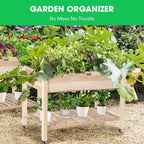 vivosun raised garden bed with legs & wheels shown in use