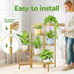 7 Tiered Metal Corner Plant Stand Indoor Outdoor, Tall Large Folding Rack with Rust Proof 10 Inch Wide Tray, Heavy Duty Flower Shelf for Multiple Plants for Patio - GoldWave
